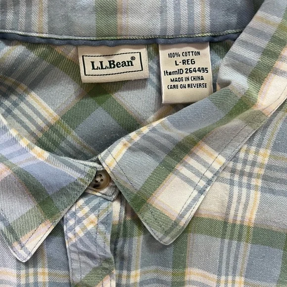 🌲 L.L. Bean Women’s Green & Blue Plaid Button-Down Cottage Core Shirt L-Reg - Picture 4 of 8